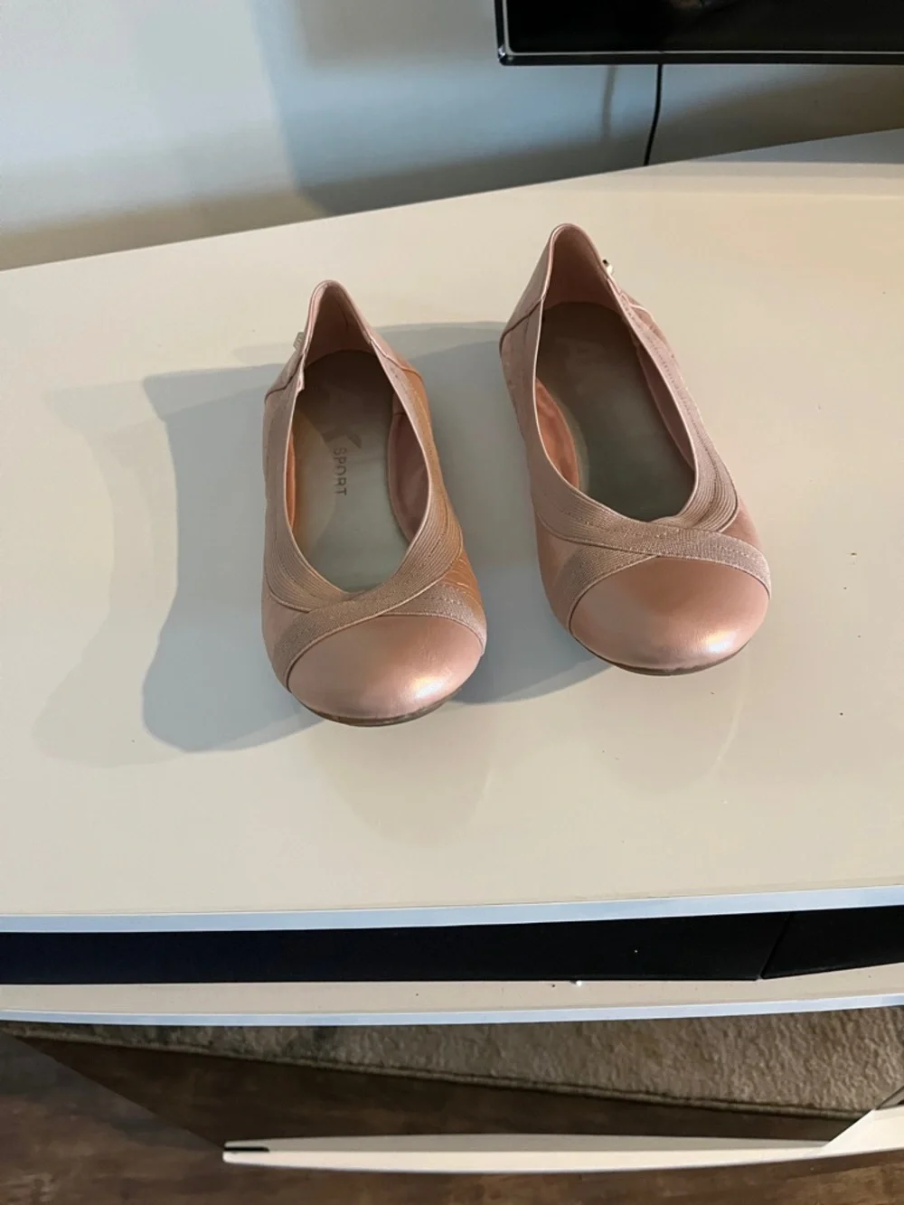 Anne Klein Sport Rose Gold Ballet Flats Comfortable Feminine Size 9